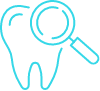 Tooth with magnifying glass icon