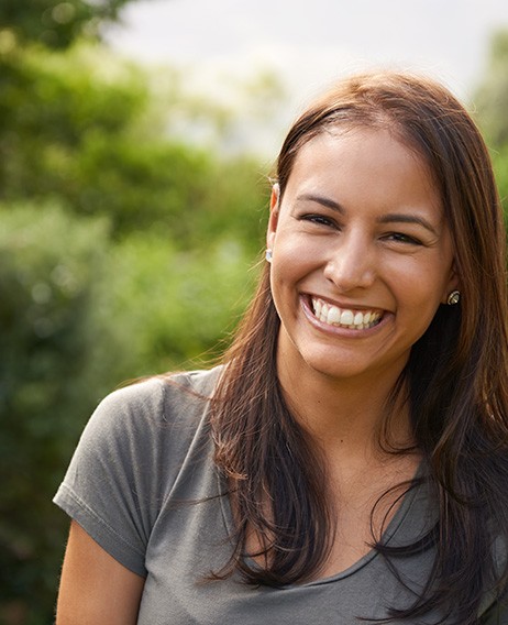 a woman smiling